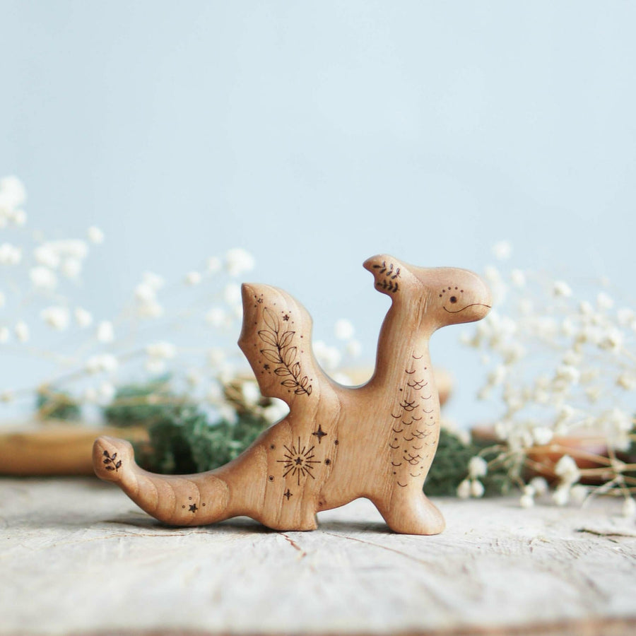 Wooden Baby Dragon, a natural wood animal toy by Tiny Fox Hole (view 2)