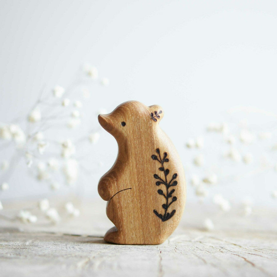 Wooden Baby Bear, Standing, a natural wood animal toy by Tiny Fox Hole (view 2)