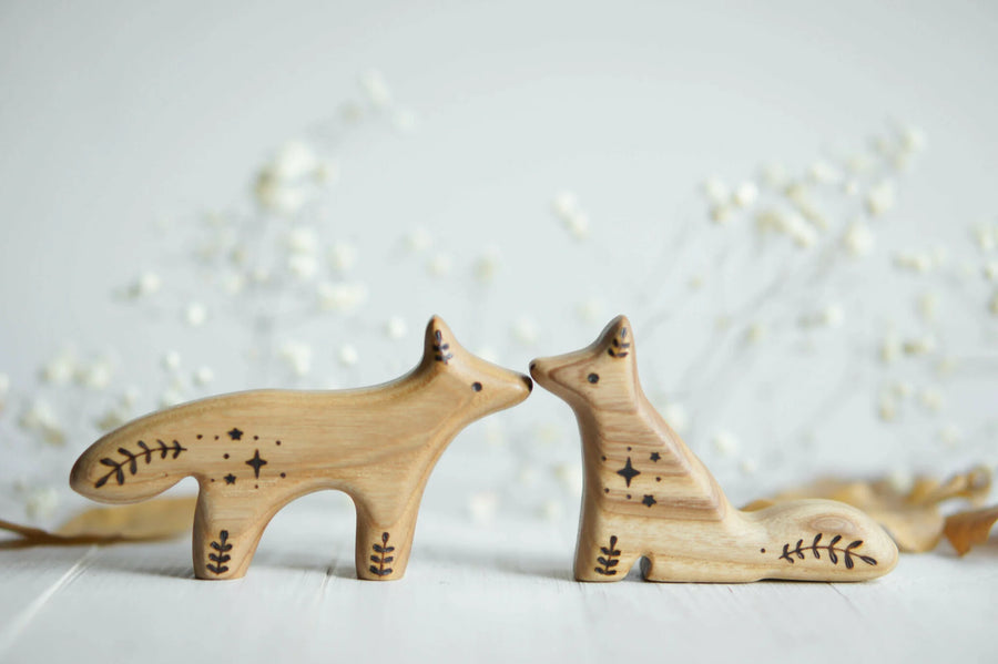 Wooden Baby Wolf, Standing, a natural wood animal toy by Tiny Fox Hole (view 2)