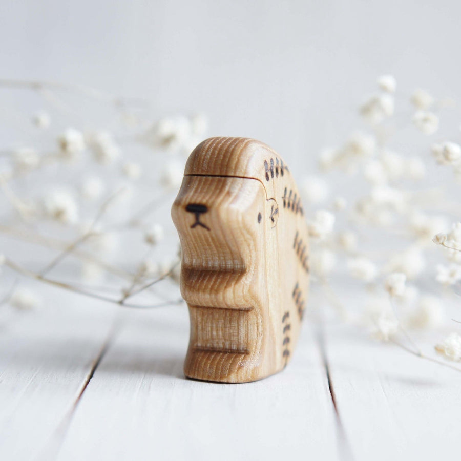 Wooden Hedgehog, Mama, a natural wood animal toy by Tiny Fox Hole (view 2)