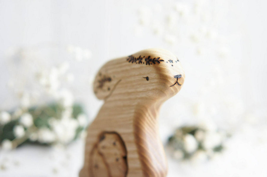 Wooden Bunny Announcement Puzzle for Twins, a wooden new-baby keepsake by Tiny Fox Hole (view 5)