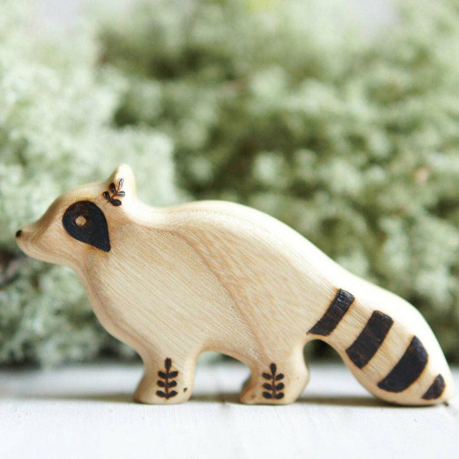 Wooden Raccoon, Standing, a natural wood animal toy by Tiny Fox Hole (view 2)