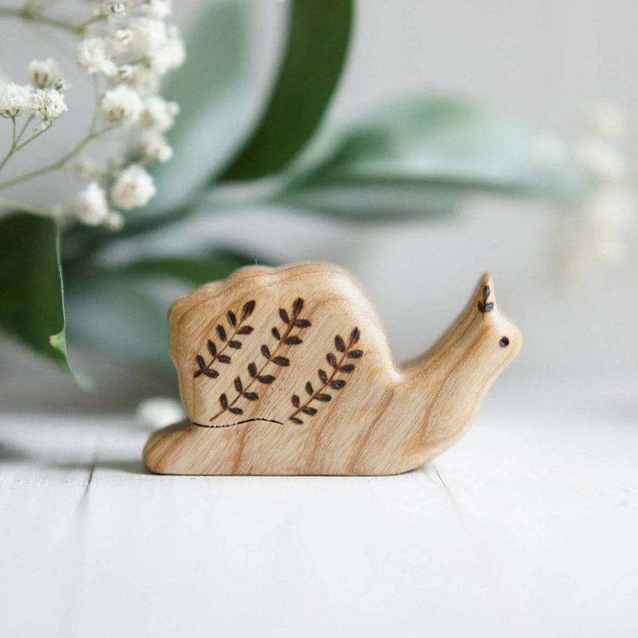 Wooden Snail, Crawling, a natural wood animal toy by Tiny Fox Hole (view 2)
