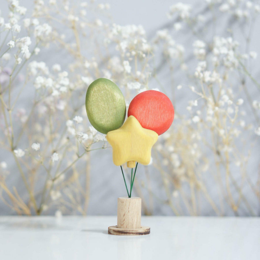 Wooden Balloon Ornament, Green Sparkle, a wooden Waldorf celebration piece by Tiny Fox Hole, cut and finished by hand from solid wood