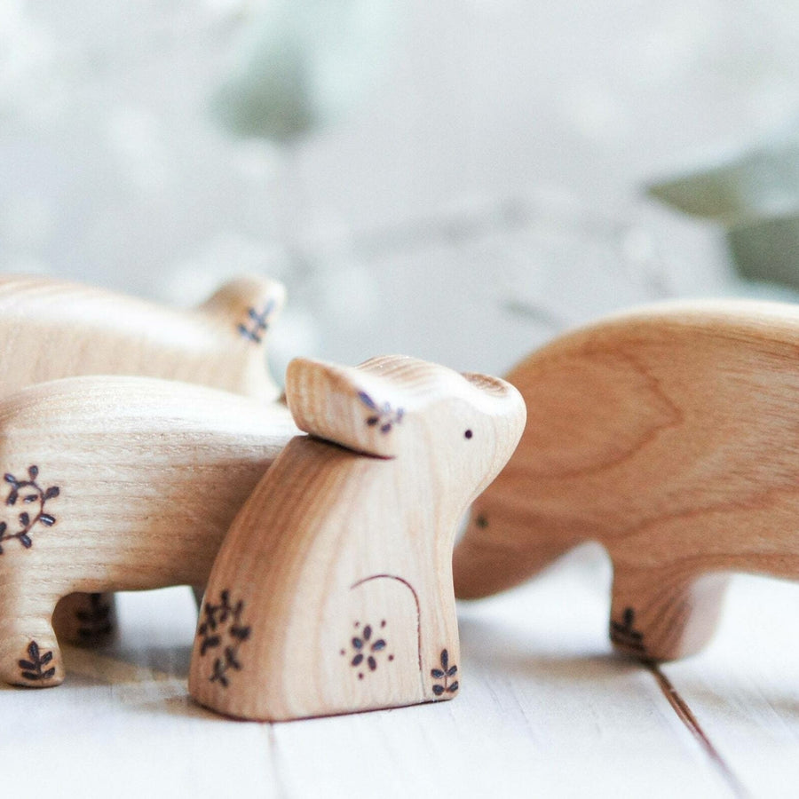 Wooden Little Pig, Sitting, a natural wood animal toy by Tiny Fox Hole (view 3)
