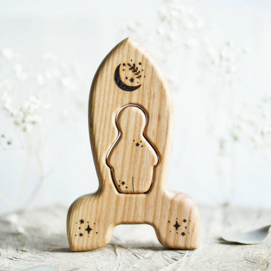 Wooden Rocket Puzzle, a natural wood puzzle by Tiny Fox Hole (view 2)