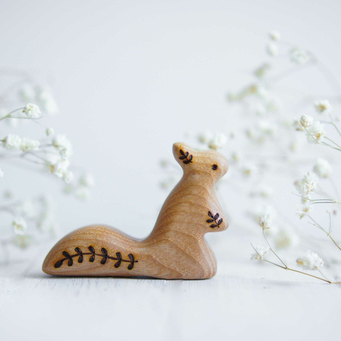 Wooden Squirrel, Standing (Twig), a natural wood animal toy by Tiny Fox Hole, cut and finished by hand from solid wood