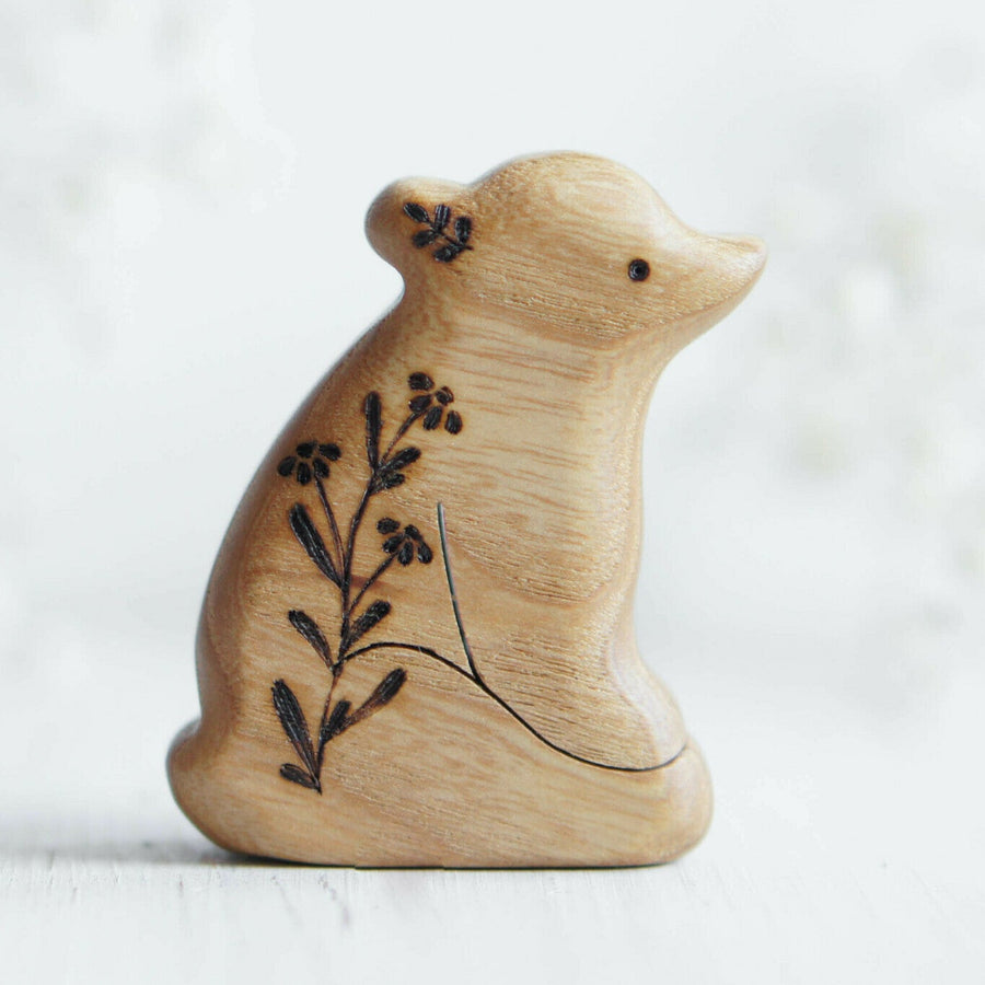 Wooden Baby Bear, Sitting, a natural wood animal toy by Tiny Fox Hole (view 2)