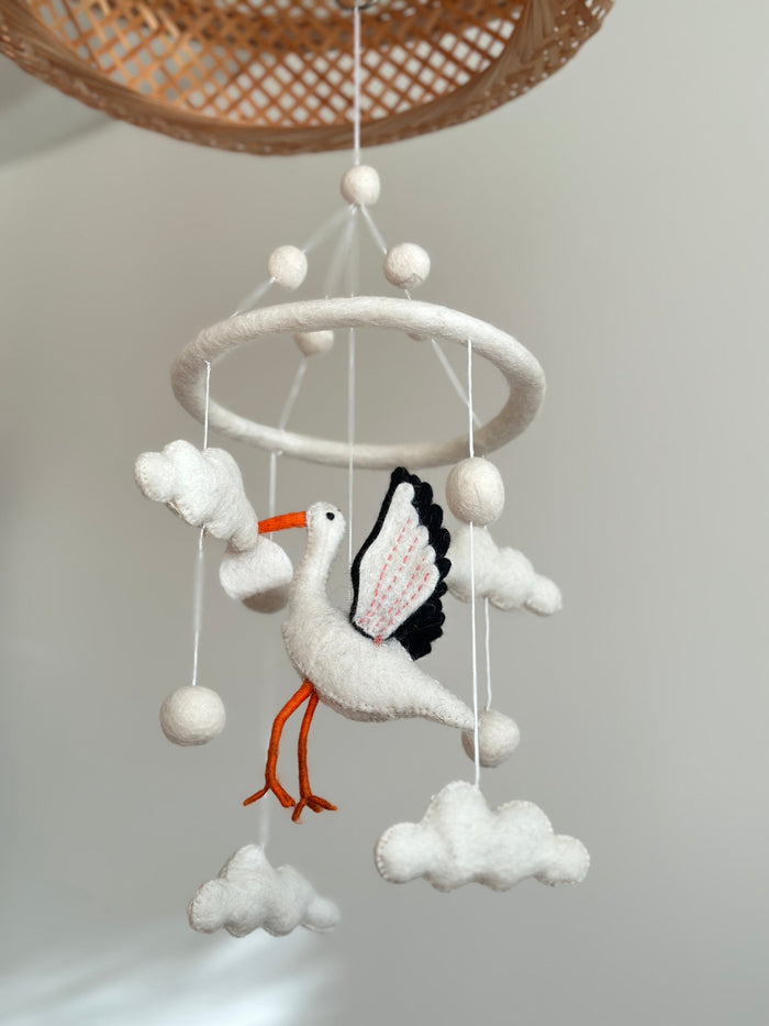 Felt Baby Mobile - Stork