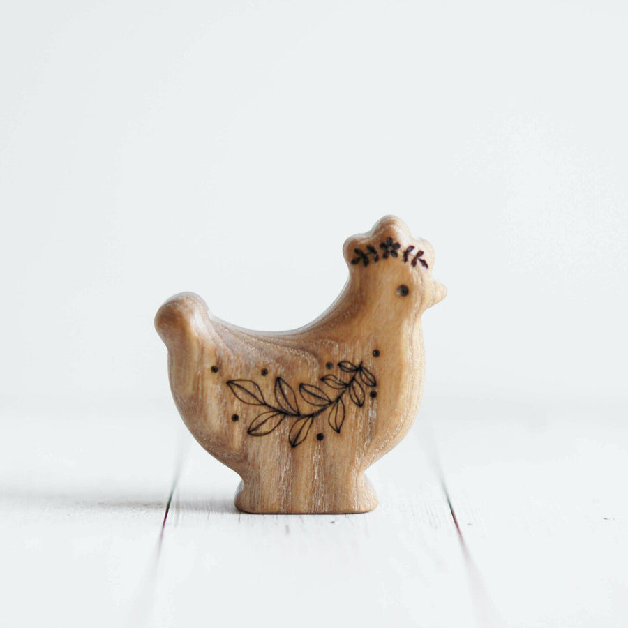Wooden Hen, Standing, a natural wood animal toy by Tiny Fox Hole (view 2)