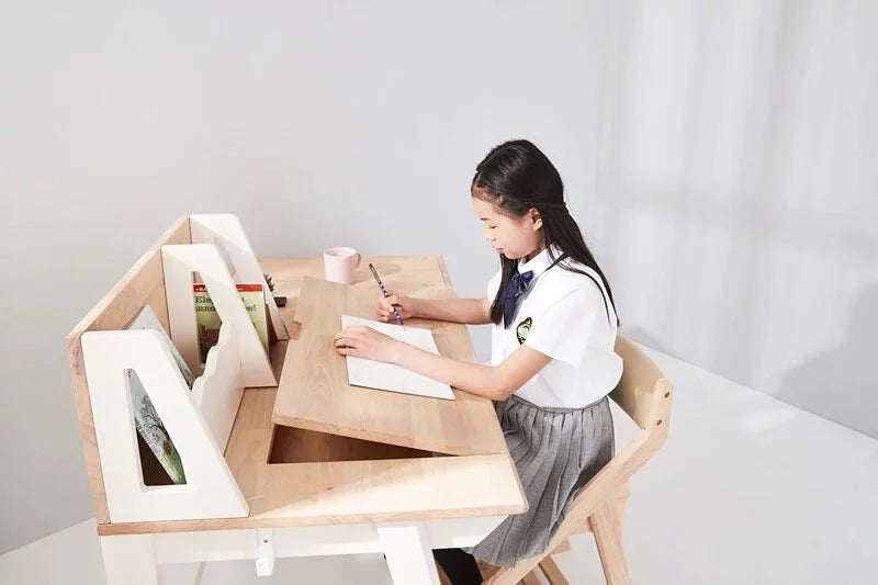 Calla Adjustable Solid Wood Chair for Kids - 4 Height Settings, Easy-to-Clean Fabric