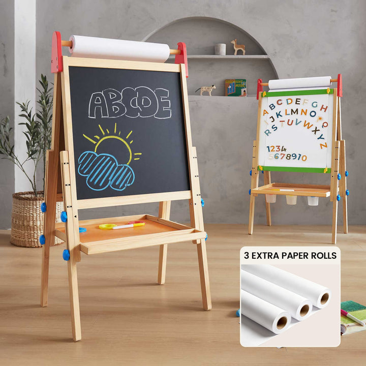Tiny Land 3-in-1 kids art easel with a paper roll