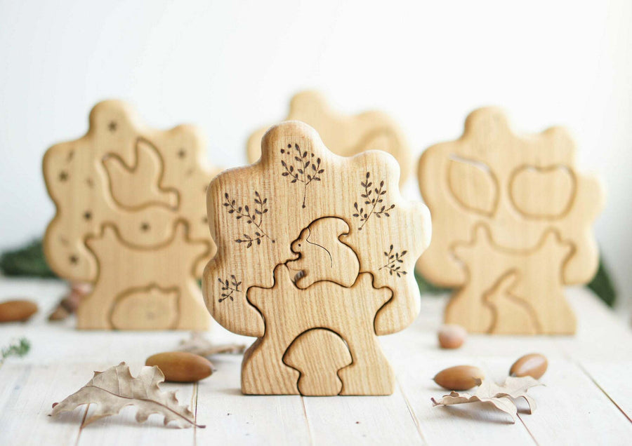 Wooden Tree Puzzle with Squirrel, a natural wood puzzle by Tiny Fox Hole (view 2)