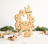 Wooden Tree Puzzle with Bird and Fox, a natural wood puzzle by Tiny Fox Hole, cut and finished by hand from solid wood · view 1