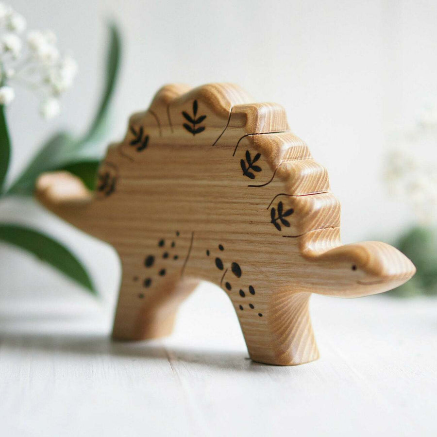 Wooden Stegosaurus, a natural wood animal toy by Tiny Fox Hole (view 2)