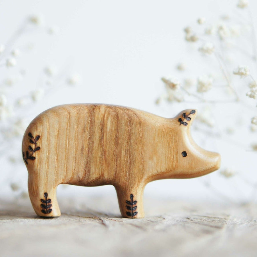 Wooden Pig, a natural wood animal toy by Tiny Fox Hole (view 2)