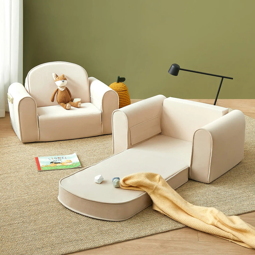 Tiny Land® GentleSnug Kid Chair - Beige White