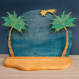 Mako desert night background with palm trees and shooting star · view 1
