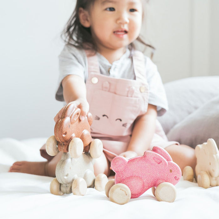 Plan Toys Push Along Bunny - Pink