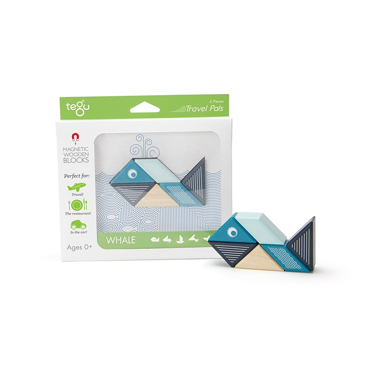 Travel Pals - Whale <br>Magnetic Wooden Blocks <br>6 pieces