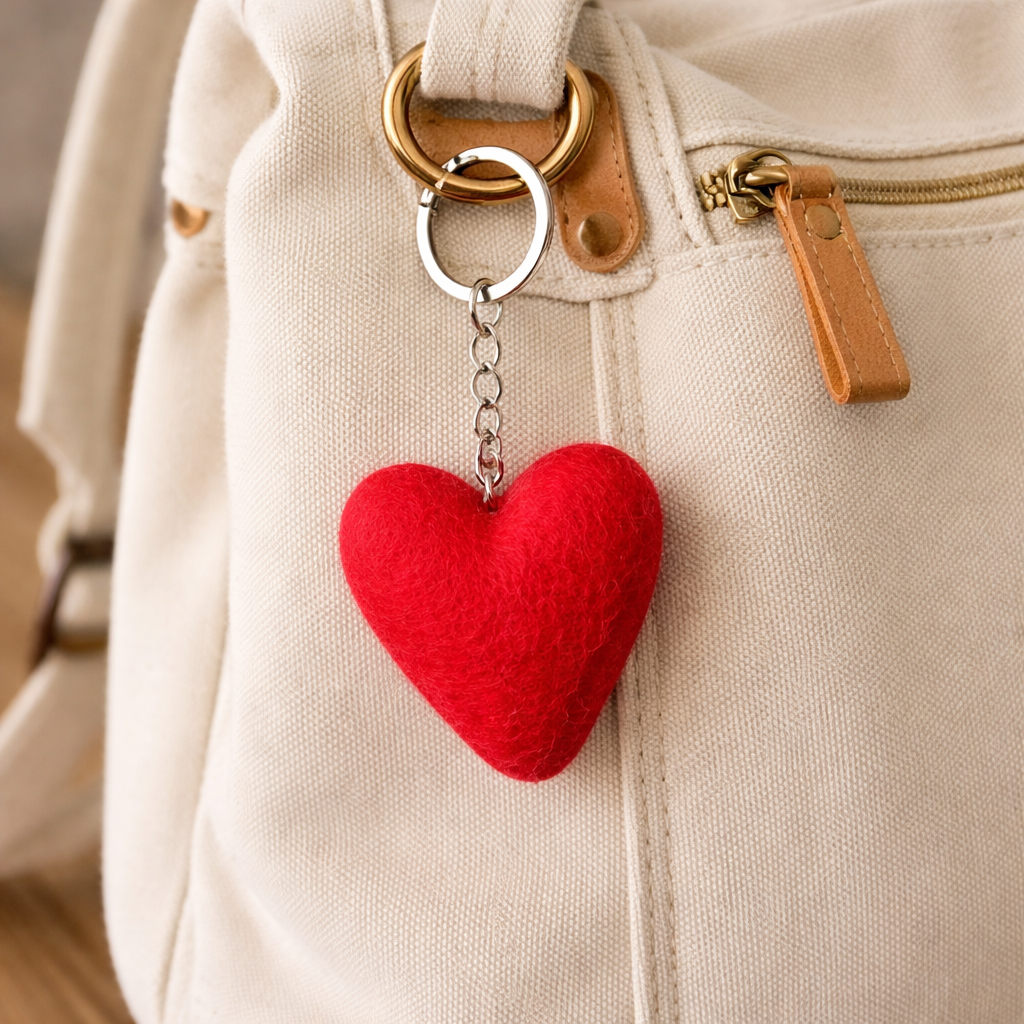 Valentine Felt Heart Keychain