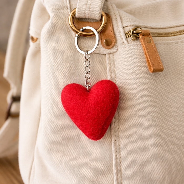 Valentine Felt Heart Keychain