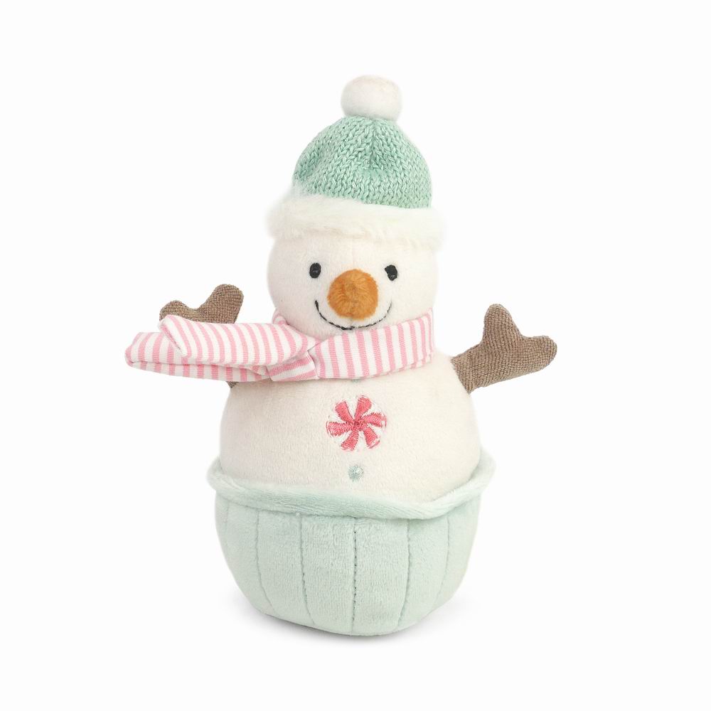Mon Ami snowman cupcake plush chime baby toy