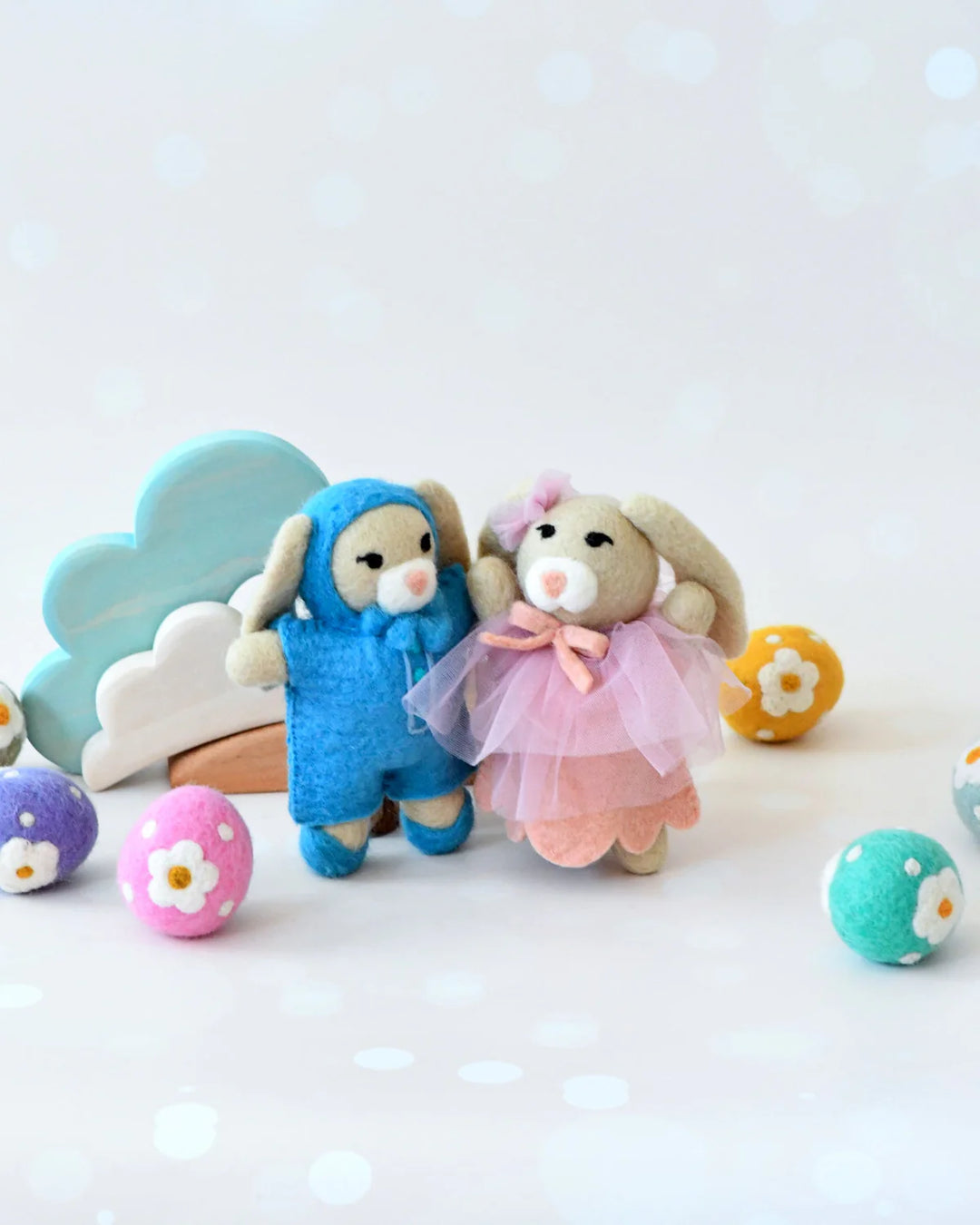 Adorable Rabbit Felt Doll with Pink Tutu Dress