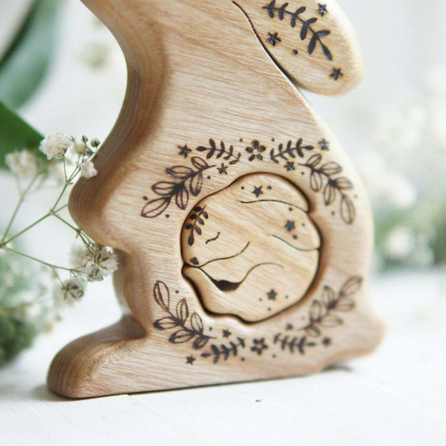 Wooden Bunny Announcement Puzzle, a wooden new-baby keepsake by Tiny Fox Hole (view 3)