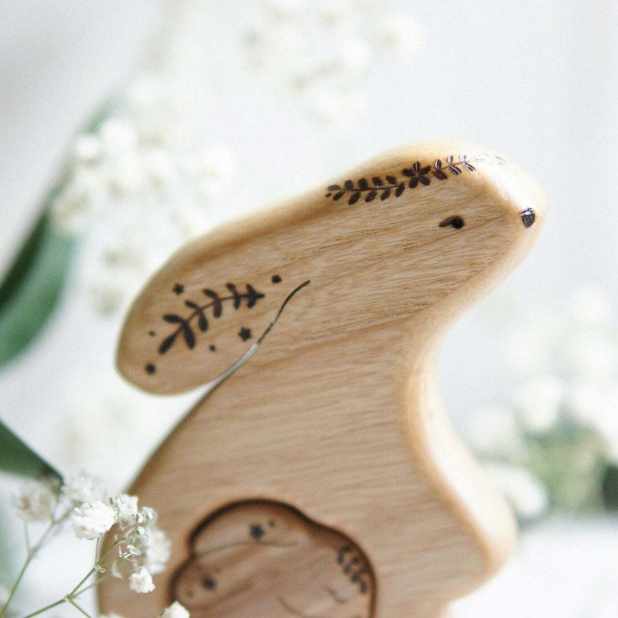 Wooden Bunny Announcement Puzzle, a wooden new-baby keepsake by Tiny Fox Hole (view 5)
