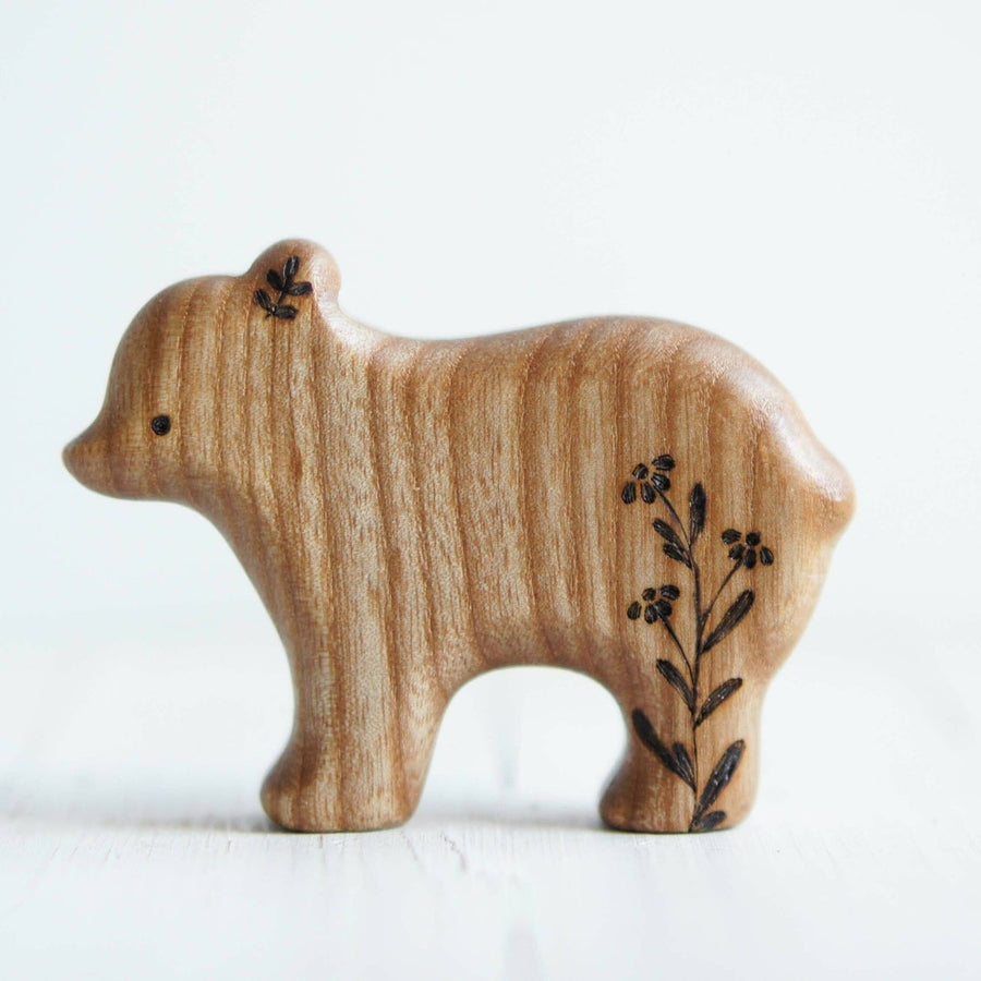 Wooden Baby Bear, On All Fours, a natural wood animal toy by Tiny Fox Hole (view 2)