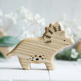 Wooden Triceratops, a natural wood animal toy by Tiny Fox Hole (view 2) · view 2