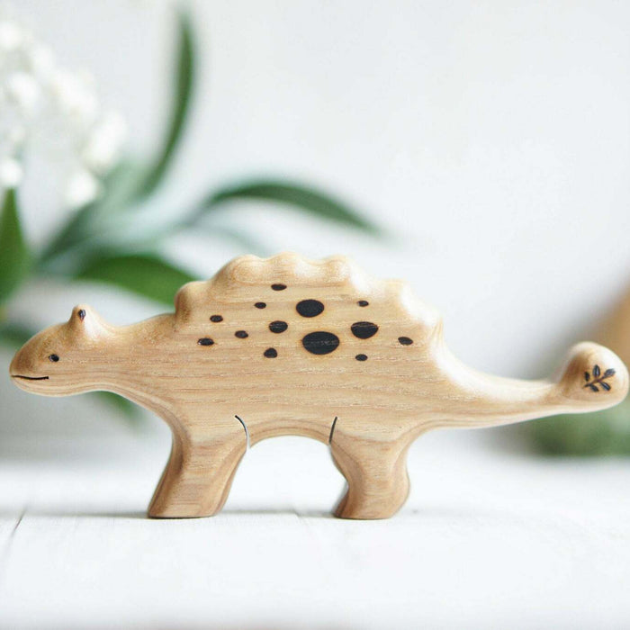 Wooden Euoplocephalus, a natural wood animal toy by Tiny Fox Hole, cut and finished by hand from solid wood