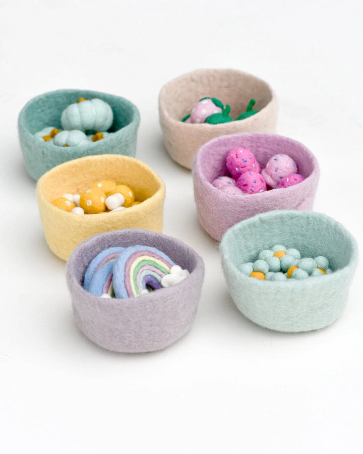 Felt Big Pastel Colorful Bowls, Set of 6