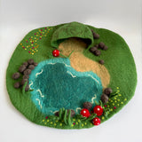 Fairy Pond felt play mat with hand-felted pond detailing · view 2