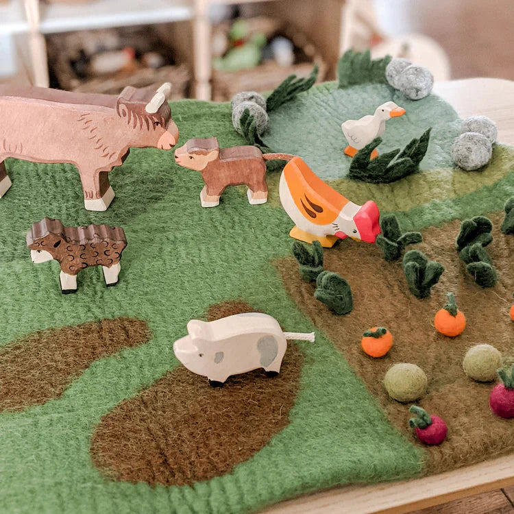 A closer look at Tara Treasures, the felt we built the shelf around.