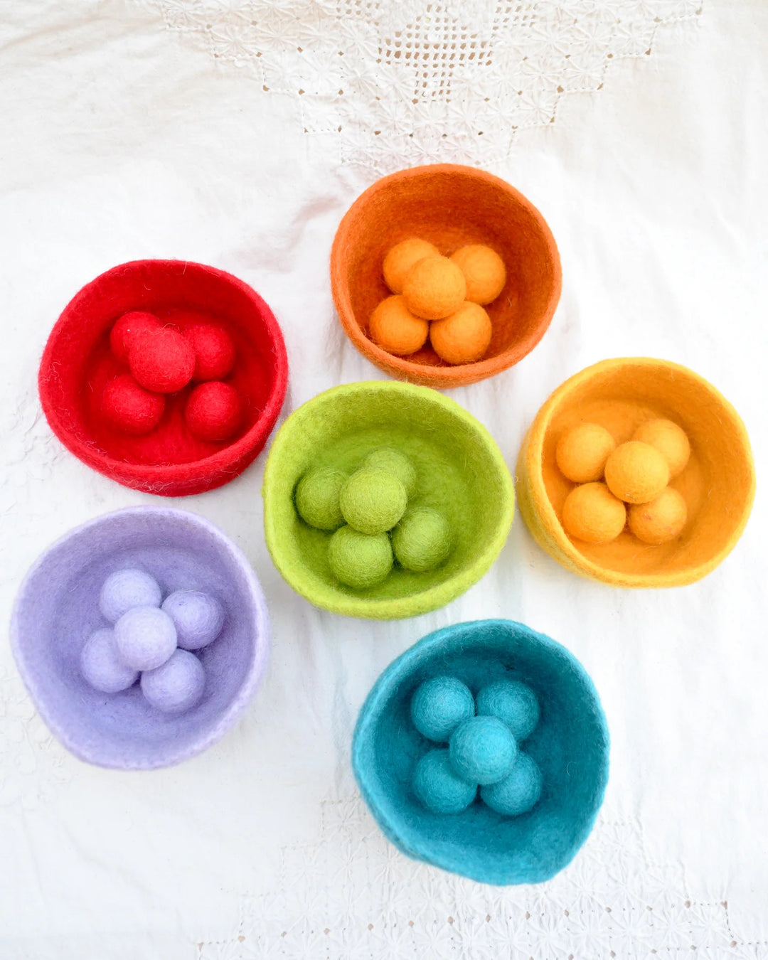 Felt Ball and Bowl Sorting Set, Bright Rainbow