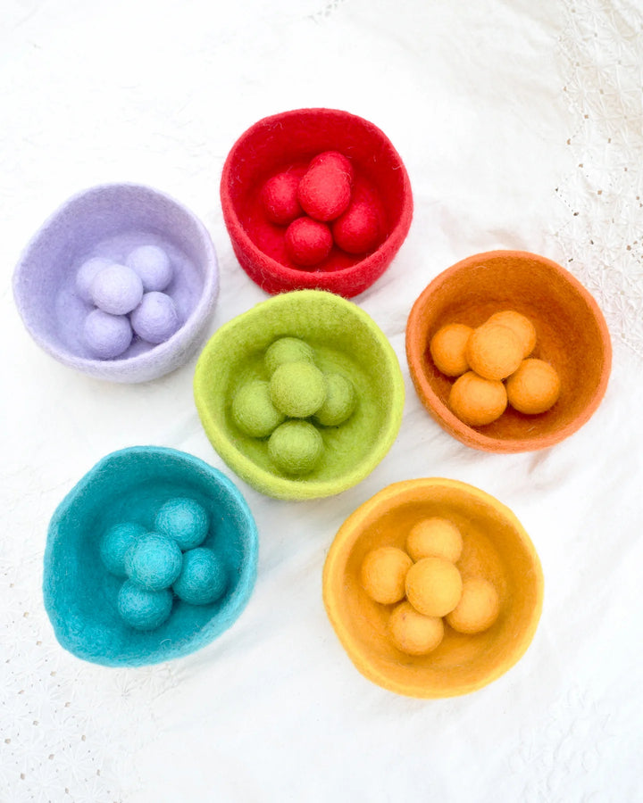 Felt Ball and Bowl Sorting Set, Bright Rainbow