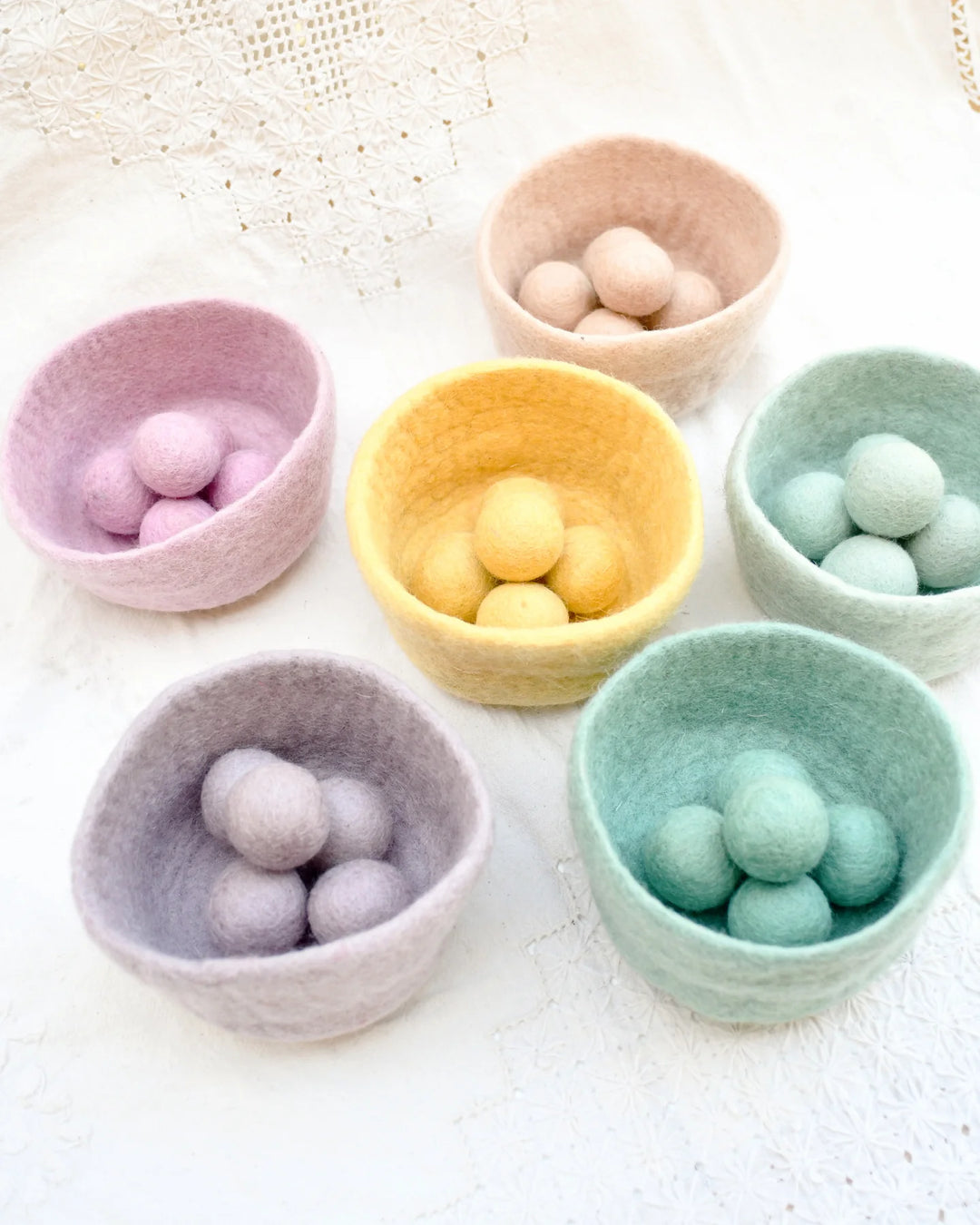 Felt Ball and Bowl Sorting Set, Pastel