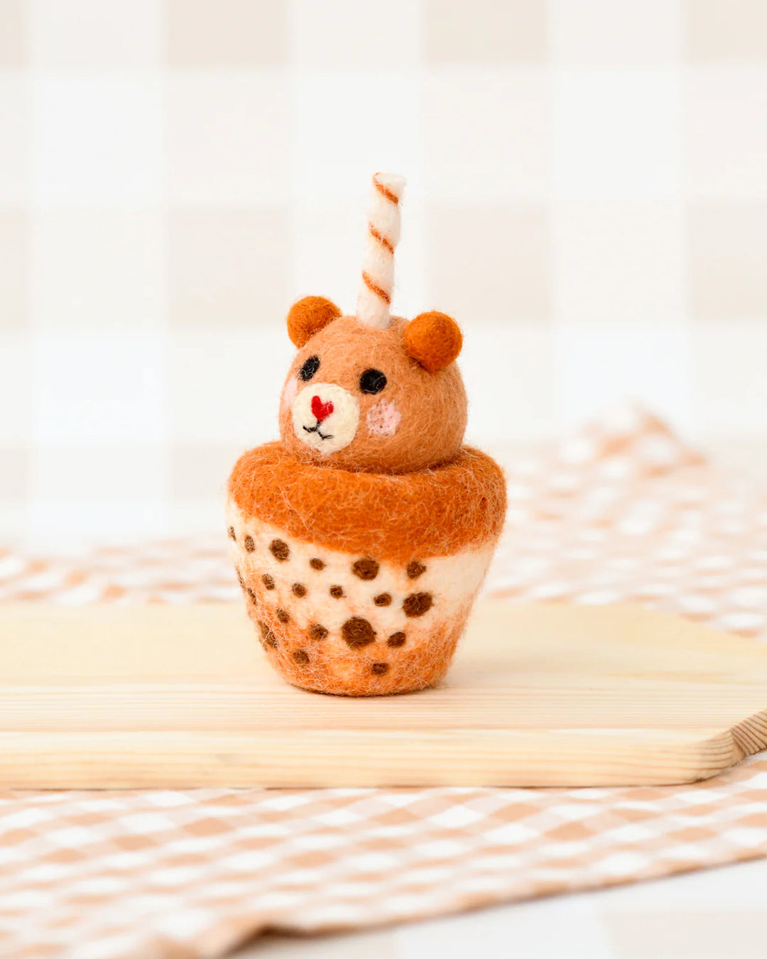 Felt Bear Boba Bubble Tea Drink