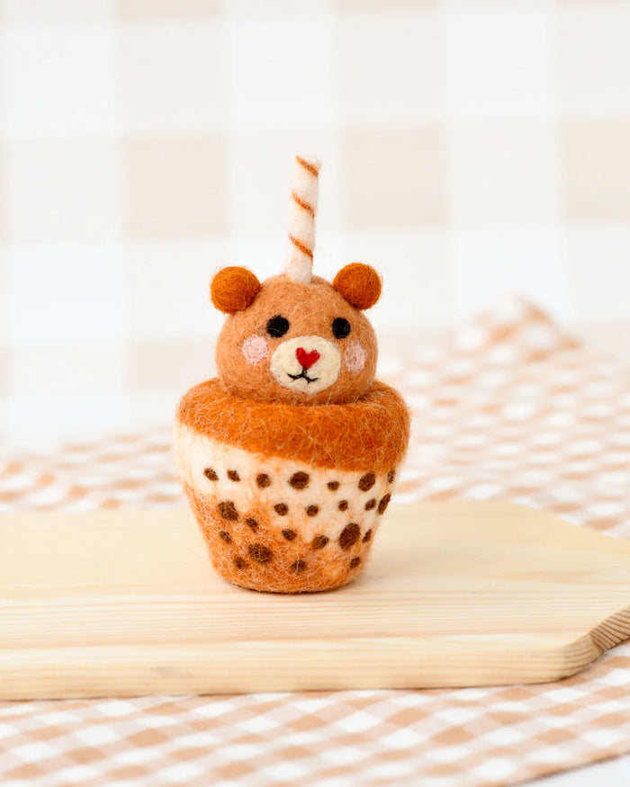 Felt Bear Boba Bubble Tea Drink