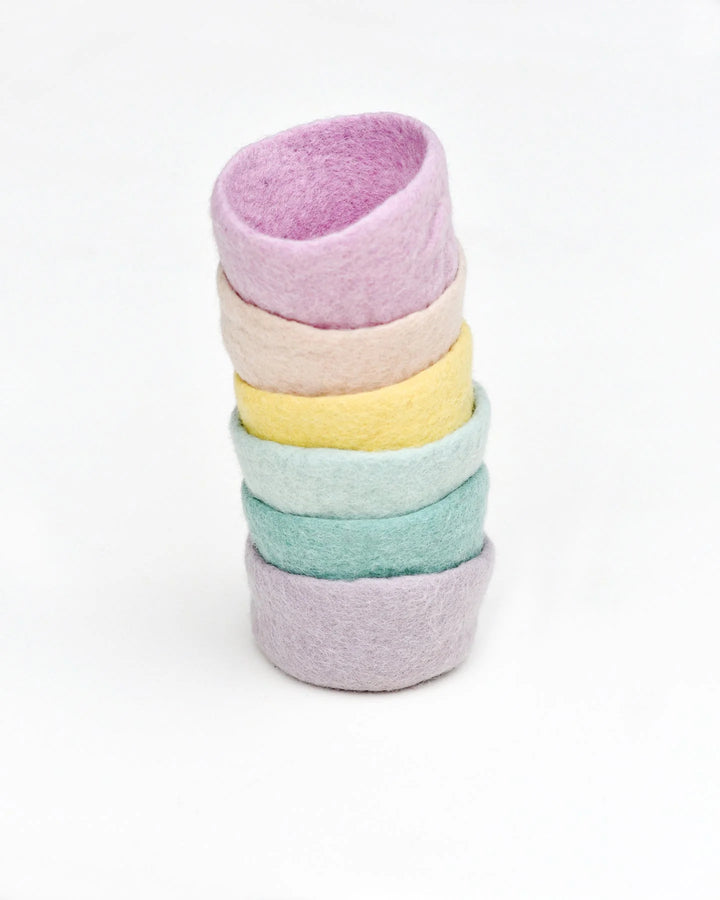 Felt Big Pastel Colorful Bowls, Set of 6