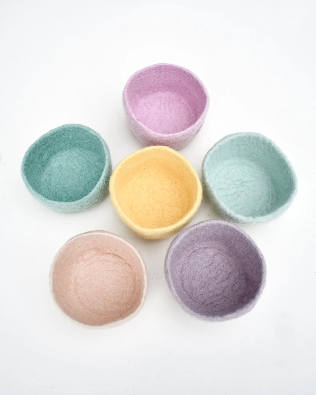 Felt Big Pastel Colorful Bowls, Set of 6