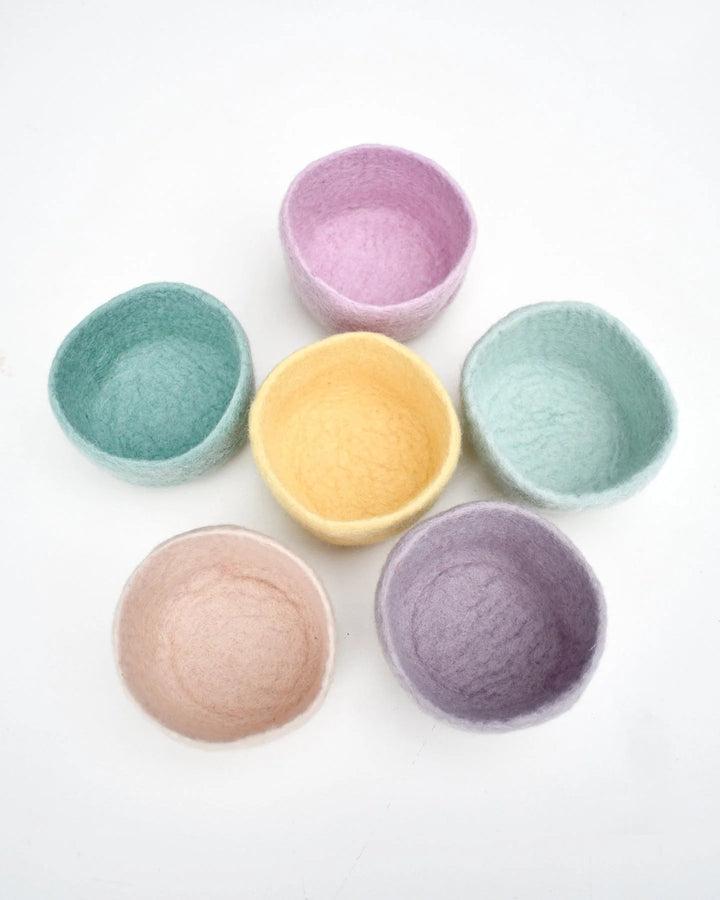 Felt Big Pastel Colorful Bowls, Set of 6
