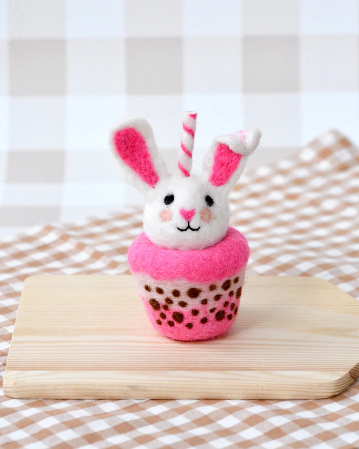 Felt Bunny Boba Bubble Tea Drink