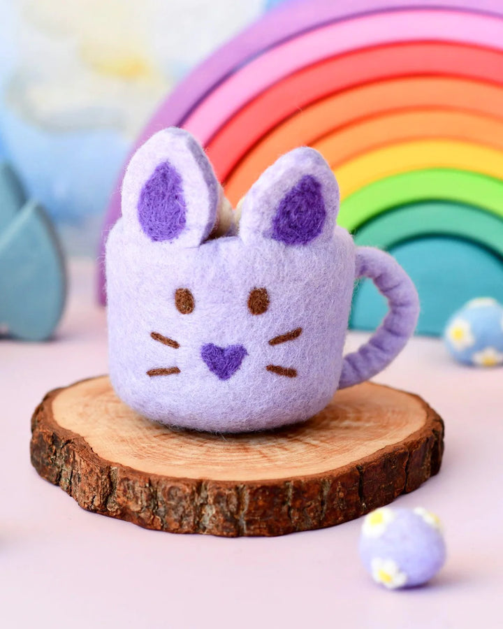 Felt Bunny Hot Chocolate Mug with Marshmallows, Lilac Cup, New Design