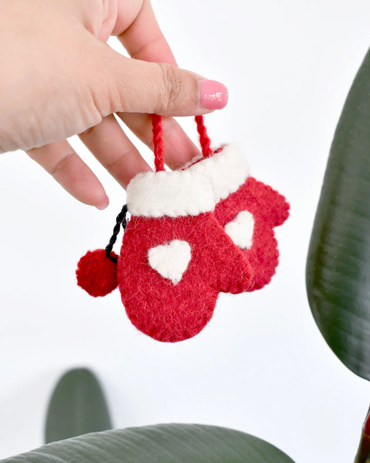 Felt Christmas Mittens Ornament