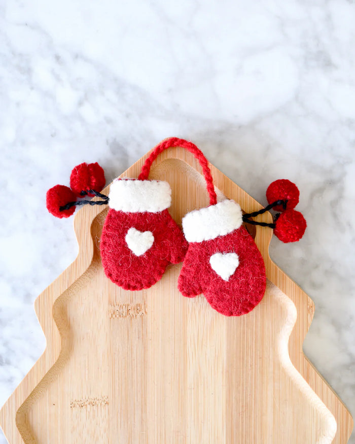 Felt Christmas Mittens Ornament