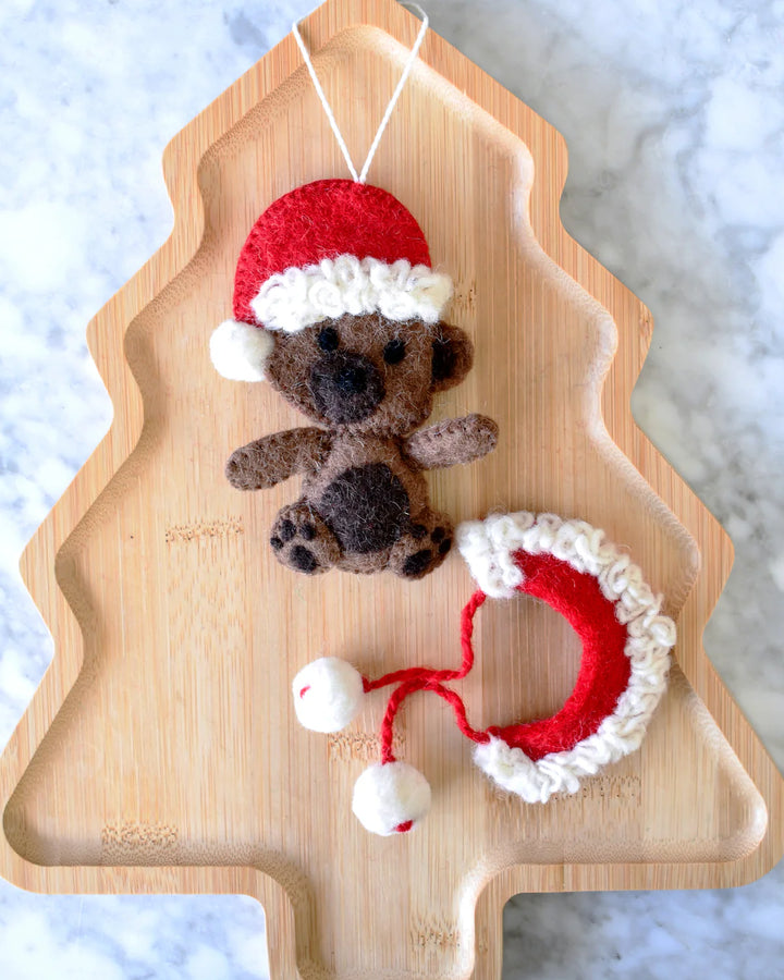 Felt Christmas Teddy Bear Ornament