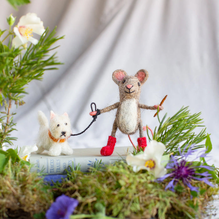 Felt Dog Walker Mouse with Westie